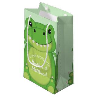 T-Rex Dinosaur Baby Shower Green Small Gift Bag
