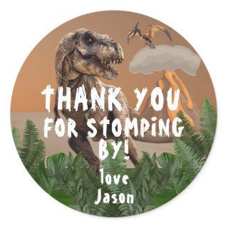 T-Rex Dinosaur Birthday Party Thank You Classic Round Sticker