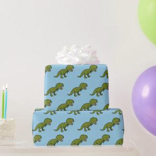 T-Rex Dinosaur Green Blue Seamless Pattern