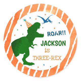 T-rex Dinosaur Three Rex Party Favor Stickers