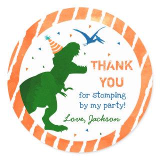 T-rex Dinosaur Three Rex Party Thank You Stickers