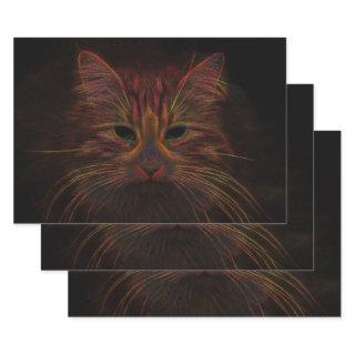 Tabby Cat Design Orange Copper Black Photo Art  Sheets