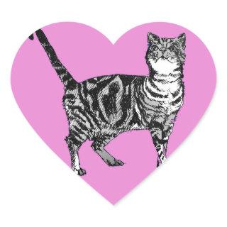 Tabby Cat Stickers Pink Cute cats pets Sticker Set