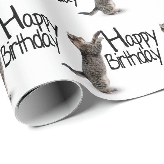 Tabby Cat with Birthday Text