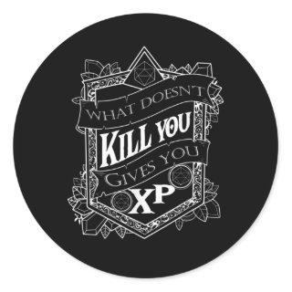Tabletop Gaming Gives You XP Dice Classic Round Sticker