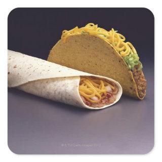 Taco and bean burrito square sticker