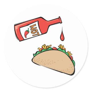 Taco and Hot Sauce Classic Round Sticker