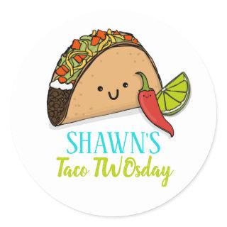 Taco Birthday Party Classic Round Sticker