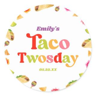 Taco Twosday Taco Tuesday 2nd Birthday Party Classic Round Sticker