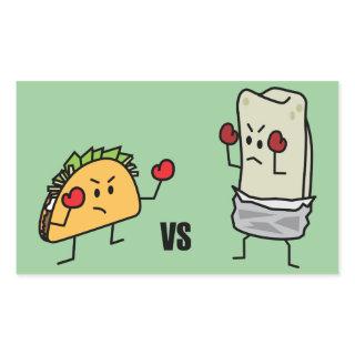 Taco vs burrito rectangular sticker