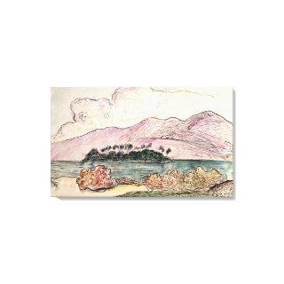 Tahitian Landscape (w/c on paper) Canvas Print