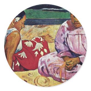 Tahitian Women On The Beach By Paul Gauguin Classic Round Sticker