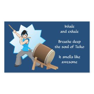 Taiko Smells Like Awesome (Art + Haiku) Rectangular Sticker