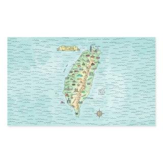 Taiwan Watercolor Map Rectangular Sticker