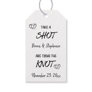 Take A Shot Tying The Knot Personalized Wedding Gift Tags