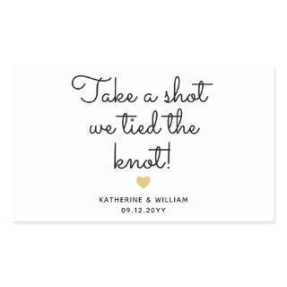 Take a shot we tied the knot liquor bottle favor rectangular sticker