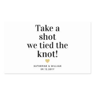Take a shot we tied the knot wedding date favor rectangular sticker