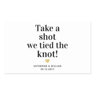 Take a shot we tied the knot wedding date favor rectangular sticker