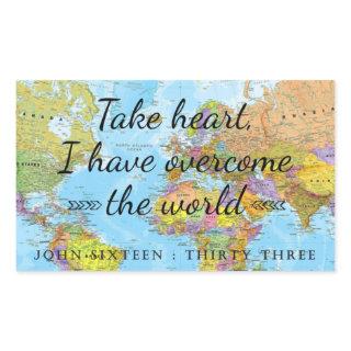Take heart, I have overcome the world. Rectangular Sticker