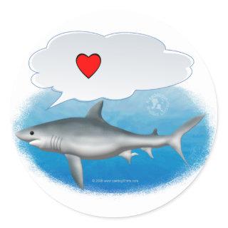 Talking "I heart" shark Classic Round Sticker