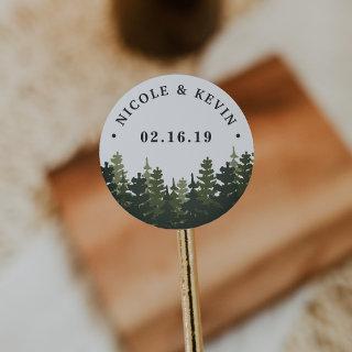 Tall Pines | Personalized Wedding Classic Round Sticker