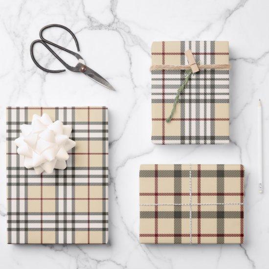 Tan and White Buffalo Plaid Gingham in set of 3  Sheets