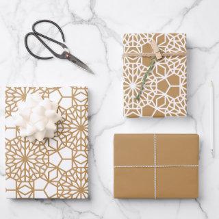 Tan Arabesque Geometric Pattern  Sheets