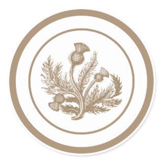 Tan Thistle Classic Round Sticker