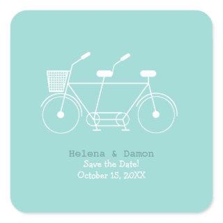 Tandem Bicycle Wedding Favor Square Sticker