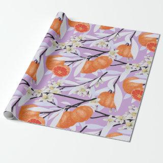Tangerine Citrus Blooming Branches Floral Lilac