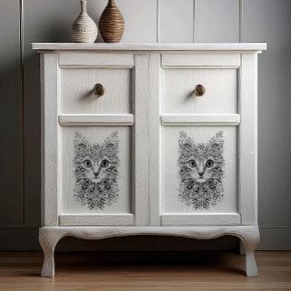 Tangled Doodle Cat Art in Black For Decoupage -  Tissue Paper