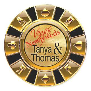 Tanya & Thomas Las Vegas Casino Chip black/gold Classic Round Sticker