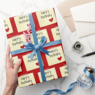 Taped Post It Note With Red Birthday Heart