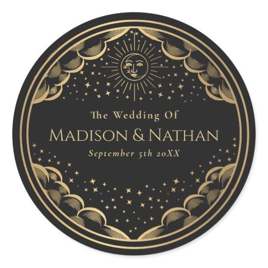 Tarot Sun and Moon Wedding Classic Round Sticker