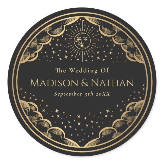 Tarot Sun and Moon Wedding Classic Round Sticker