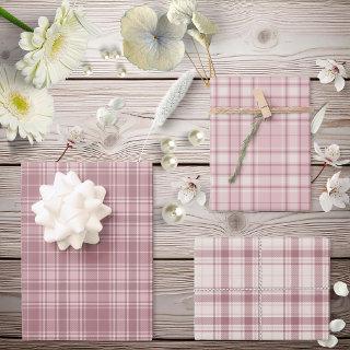 Tartan - Dark to Light Pink Cement White Different  Sheets