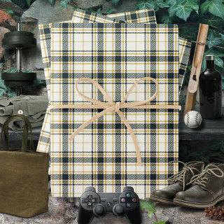 Tartan - Ivory Mustard Gold and Graphite  Sheets