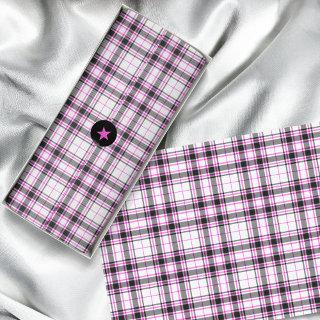 Tartan - White Black Hot Pink Tissue Paper
