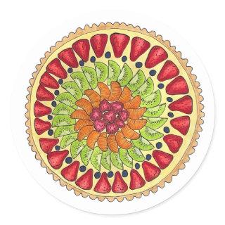 Tarte aux Fruits Fruit Tart Pie French Pastry Classic Round Sticker