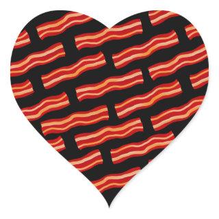 Tasty Bacon Strips Pattern Heart Sticker