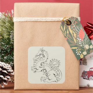 Tatsu Asian Dragon Are Fantasy Mythical Creatures Square Sticker