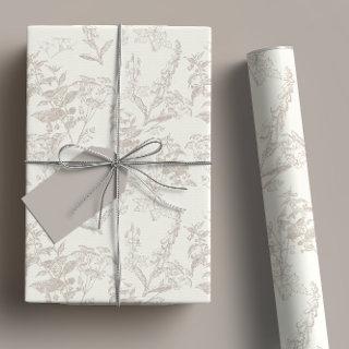 Taupe & Cream Tonal Wildflower Flower Line Art   Sheets