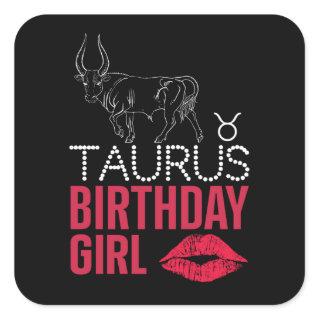 Taurus Birthday Girl Square Sticker