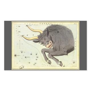 Taurus Bull, Vintage Constellation Urania's Mirror Rectangular Sticker