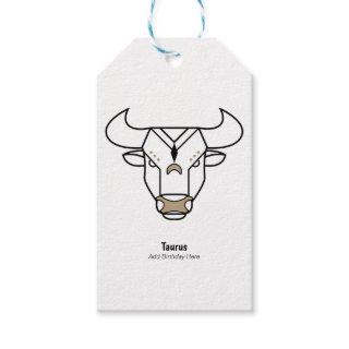 Taurus the bull black gold personalized zodiac gift tags