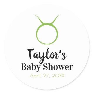 TAURUS The Bull Green Astrology Zodiac Baby Shower Classic Round Sticker