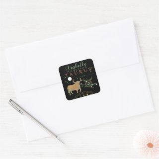 Taurus Vintage Zodiac Personalized  Playing Cards Square Sticker