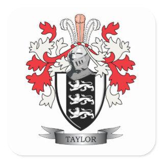 Taylor Family Crest Coat of Arms Square Sticker