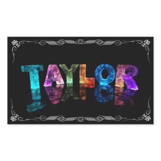 Taylor  - The Name Taylor in 3D Lights (Photograph Rectangular Sticker