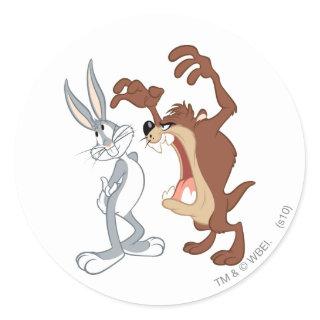 TAZ™ and BUGS BUNNY™ Not Even Flinching - Color Classic Round Sticker